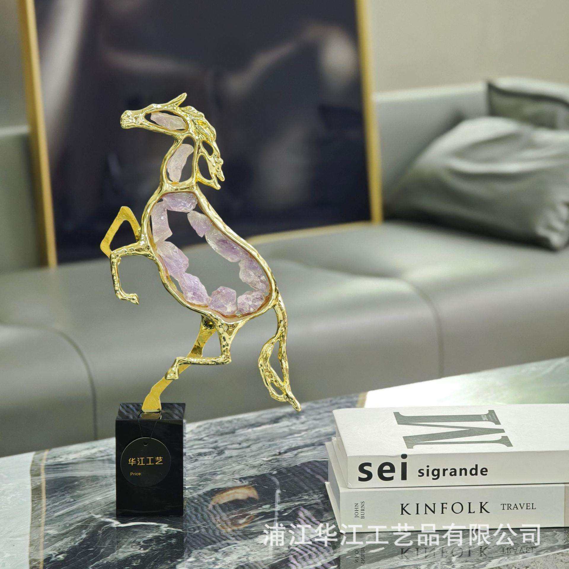 现代简约镂空马金属水晶压铸家居饰品轻奢橱窗书柜桌玄关创意摆件,农机/农具/农膜,其它农用工具,淘宝优惠券,粉丝福利购,淘宝优惠卷