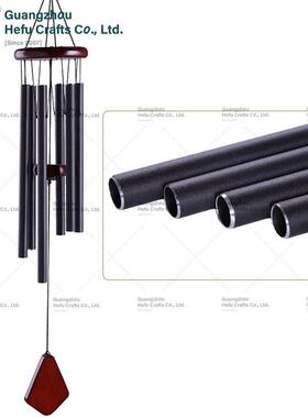 HF厂家 32in木头铝管风铃金属黑色风铃挂饰亚马逊纪念风铃同情