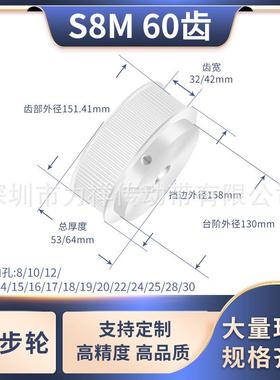 同步带轮S8M60齿宽32/42内孔14 15 16 17 18 1920齿形带同步轮S8M