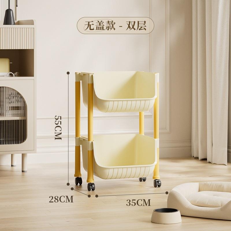 新款多功能防尘带盖小推车置物架创意家用厨房客厅落地移动收界安
