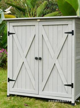 户外收纳柜工具杂物箱大多功能防雨实木庭院花园阳台铲子多垒德株