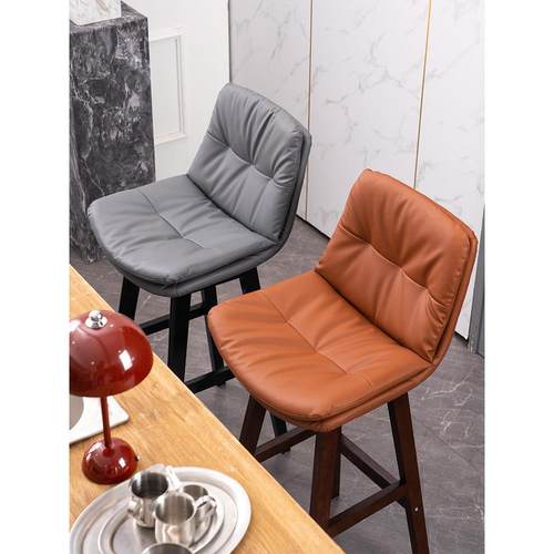 实木酒吧椅高脚凳轻奢设计现代简约家用收银前台升降靠背吧台椅子