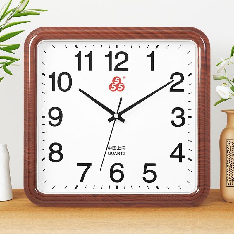 方形静音挂钟客厅钟表家用时尚现代简约创意免打孔时钟挂墙石英钟