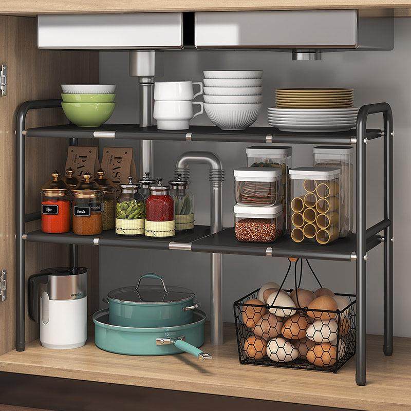 厨房可伸缩下水槽置物架家用橱柜分层隔板架台面收纳储物放锅架子,厨房/烹饪用具,厨房置物架/置物柜/角架,淘宝优惠券,粉丝福利购,淘宝优惠卷