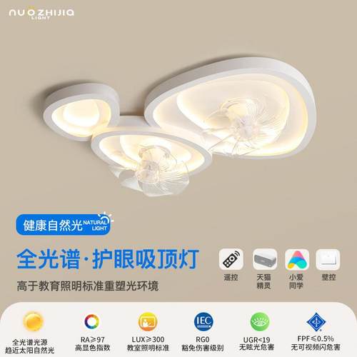 全光谱风扇灯2024年新款客厅灯led护眼卧室书房灯带风扇吸顶灯具