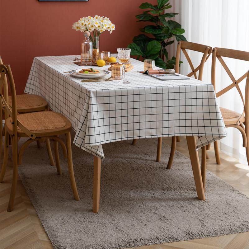 棉麻格子黑白格餐桌布家用网红加厚茶几台布长方形盖巾北欧轻奢,居家布艺,桌布,淘宝优惠券,粉丝福利购,淘宝优惠卷