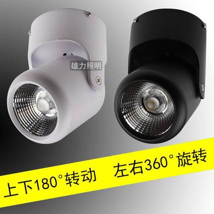 明装射灯聚光万向天花灯led单灯背景墙灯墙壁照画灯cob吸顶式射灯