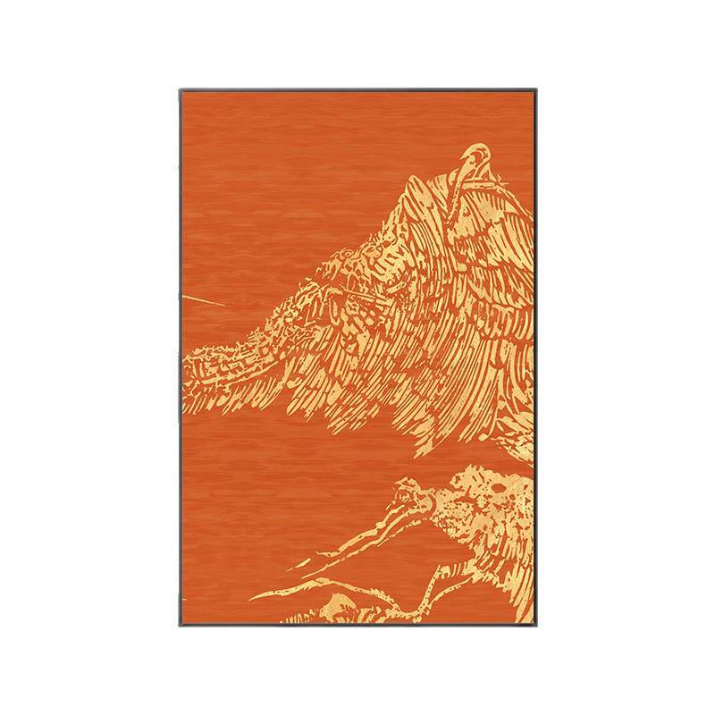 客厅沙发背景墙三联装饰画酒店包厢高级感橙色立体肌理山水挂画框