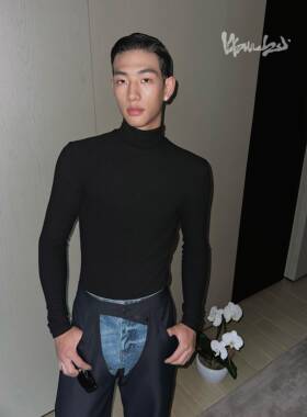 weave 极简天花板 锁温发热德绒时髦修身黑色半高领长袖打底上衣