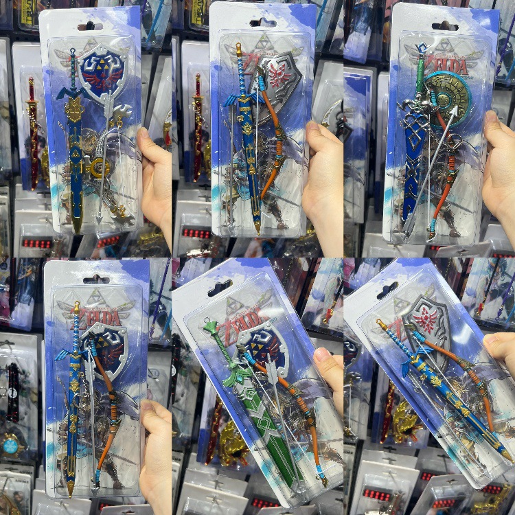塞尔达玩具新款模型合金兵器刀鞘+弓箭+盾牌三件套儿童玩具