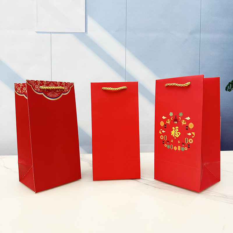 中国风保温杯礼品袋红色手提袋图片