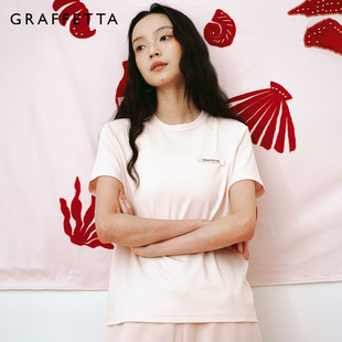 短袖 GRAFFETTA原创设计25春夏新款 简约女款 夏季 百搭 刺绣LOGO短袖