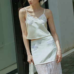 明星同款 官方正品 手钩贝壳色丁吊带衫 百搭背心ins 时尚 GRAFFETTA