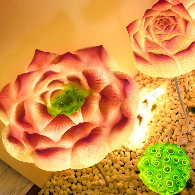 户外荷花灯莲花灯湖面亮化水塘河流LED水灯仿真漂浮灯发光燈