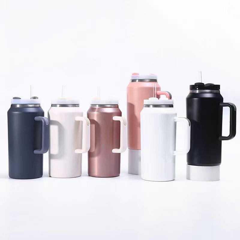 2024新款带手柄不锈钢车载保温杯吸管杯学生保温杯