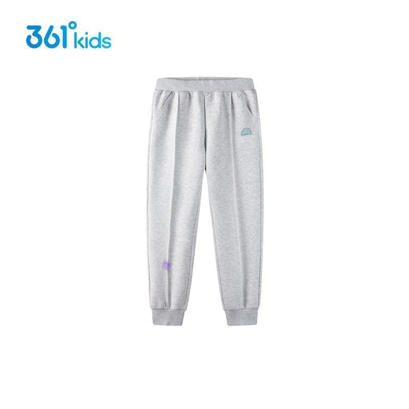 361度童装女款针织长裤2025年春秋款舒适简约纯色百搭中大童裤子