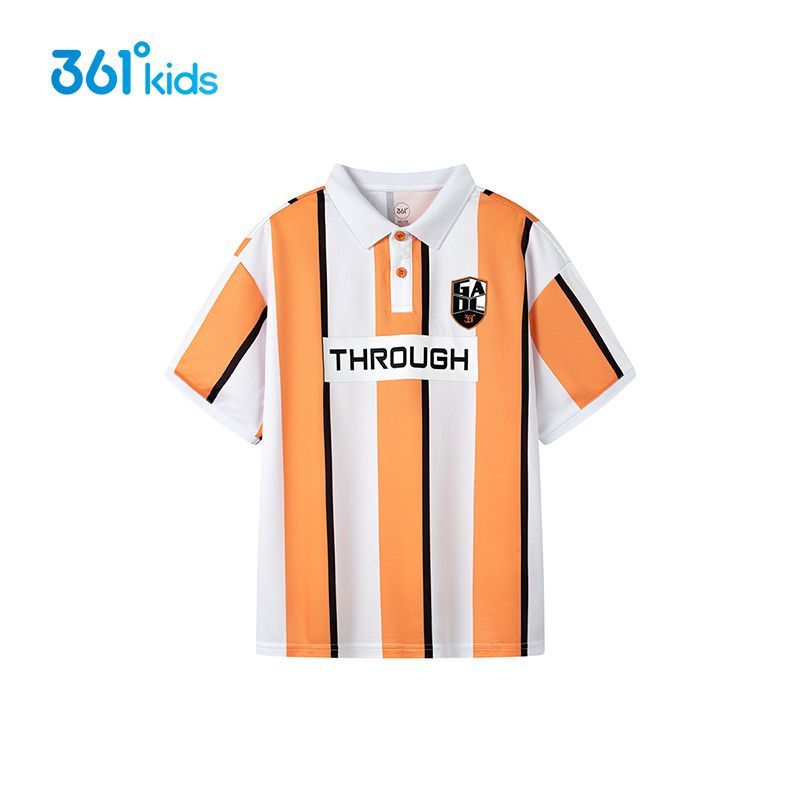 361°童装2025夏季新款男儿童翻领长袖T恤儿童透气运动上衣polO衫