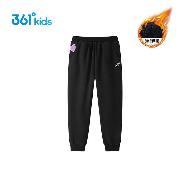 361°童装女童儿童运动针织加厚加绒长裤2025冬季新款小童休闲