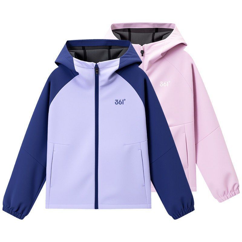 361&deg;女童梭织薄外套连帽2026秋季新款运动服防风冲锋衣女大童风