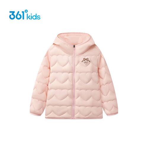 商场同款361°童装女童保暖防风轻薄羽绒服2025冬季新款连帽外套
