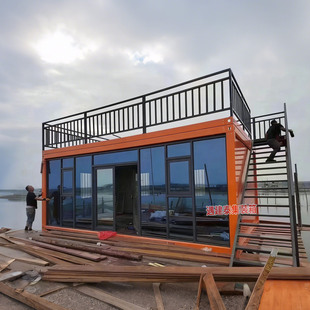 集装 玻璃简易房茶室 箱活动板房住人带卫生间阳光房移动房自己组装