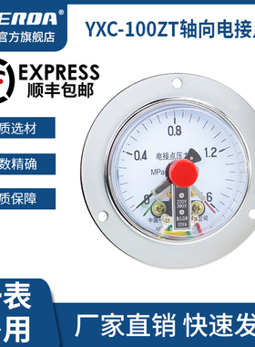 雷尔达 横向 轴向带边 磁助式电接点真空压力表YX100ZT 气压油压