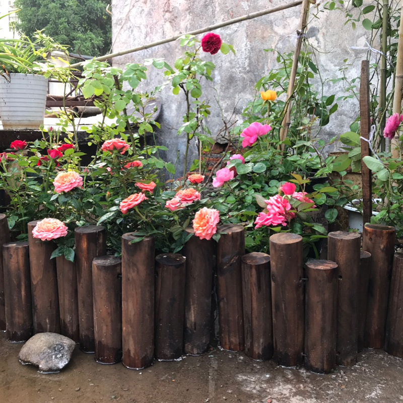 木桩连木栅栏木围栏木篱笆花园圆木护栏实木碳化防腐圣诞活动装饰