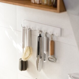 厨房排钩壁挂式墙壁粘钩免打孔挂钩卫浴用品5/7钩收纳餐具置物架