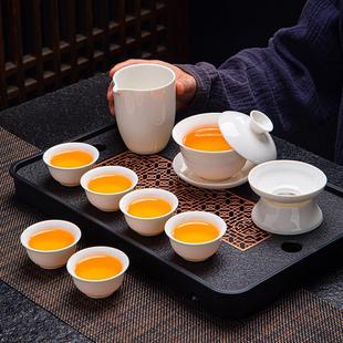 羊脂玉白瓷盖碗茶杯家用功夫茶具公司礼品定制LOGO 特惠冲量款