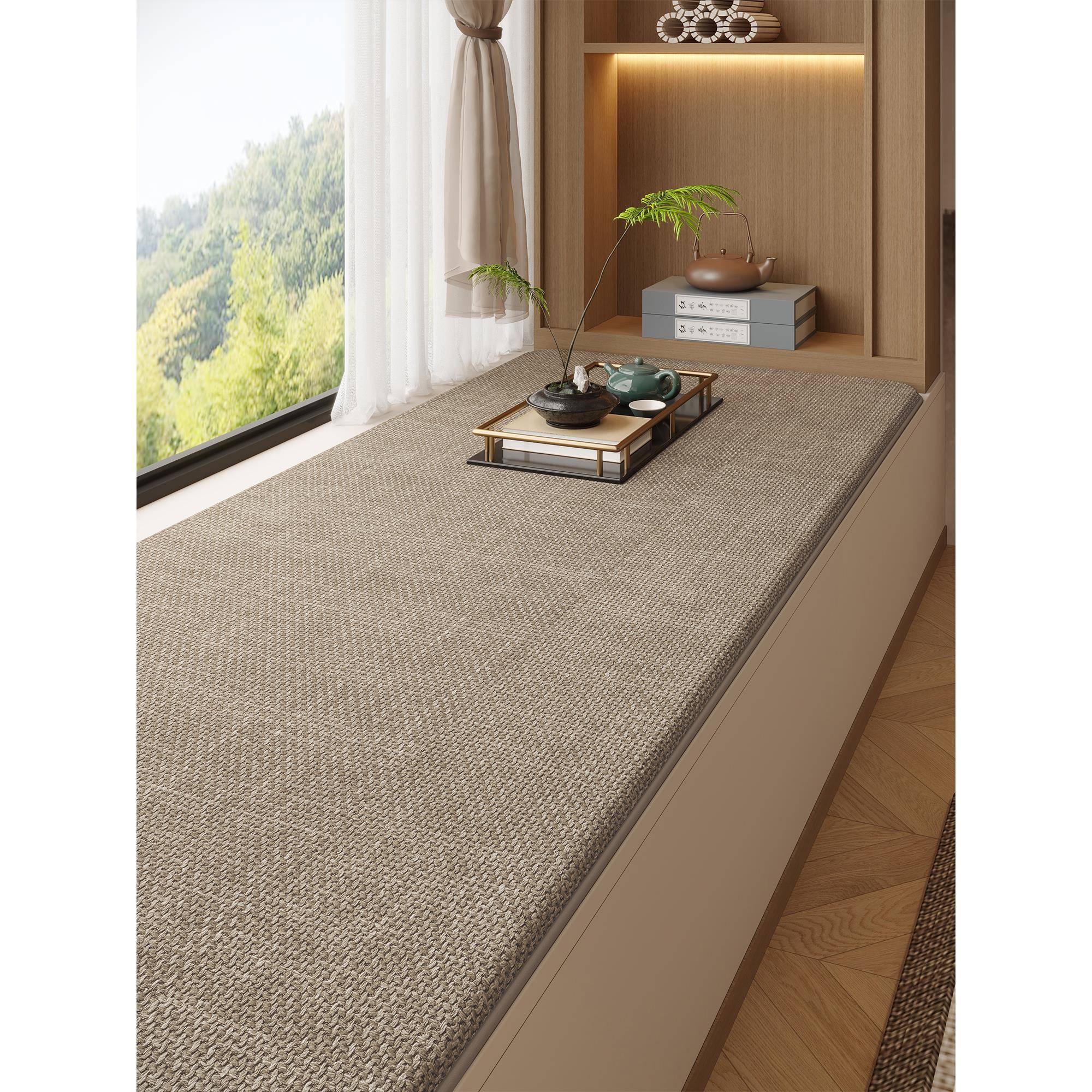 飘窗垫窗台垫日式简约亚麻编织四季通用防滑耐脏定制卧室阳台坐垫