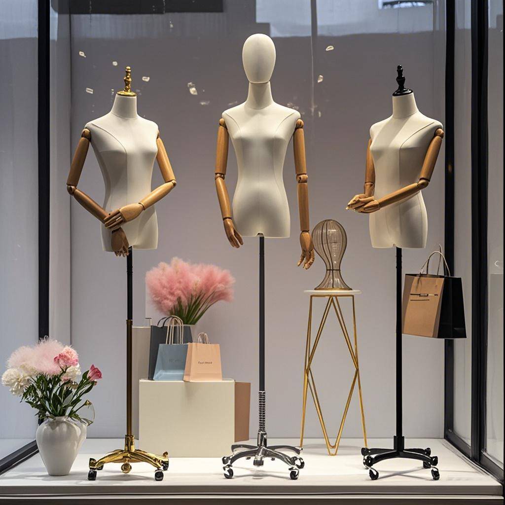 万向轮衣服模特道具女人偶半全身女装展示架服装店橱窗婚纱假人台
