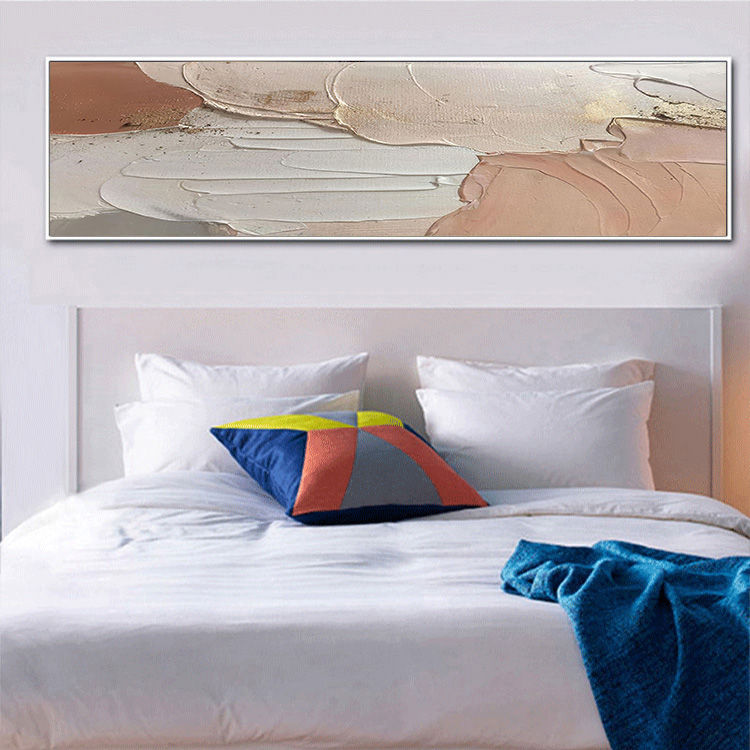 侘寂风立体卧室床头挂画装饰画抽象艺术主人房间挂画温馨酒店壁画图片