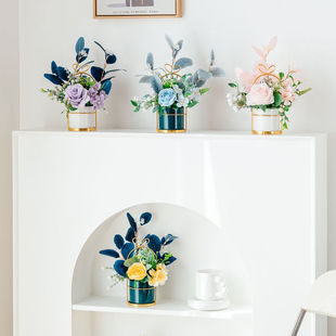 假花仿真花摆设绿植尤加利室内插花客厅时尚 卧室装 饰品茶几摆件花