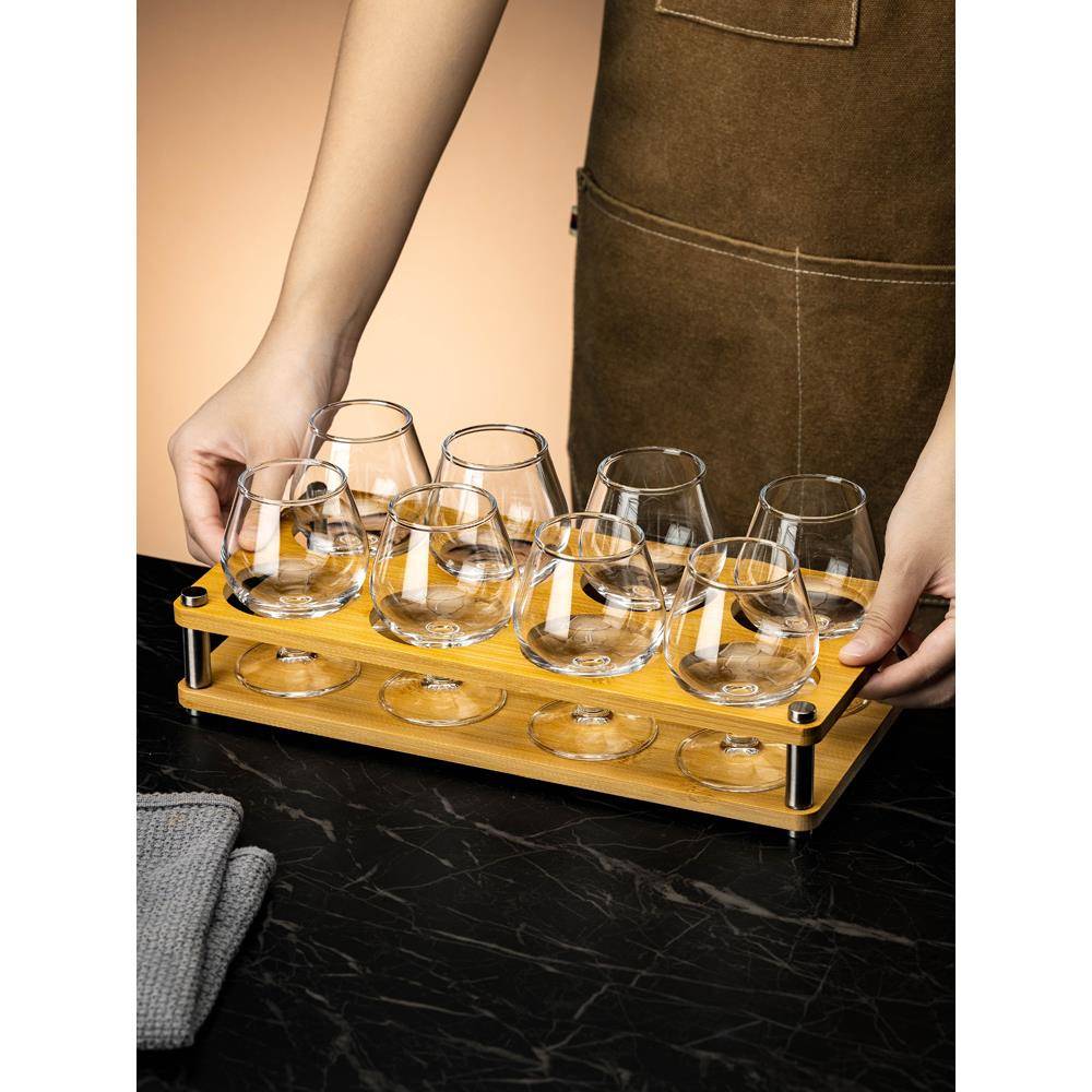 高脚二两白酒杯仙桃杯子2两家用套装水晶玻璃小号白兰地洋酒杯矮