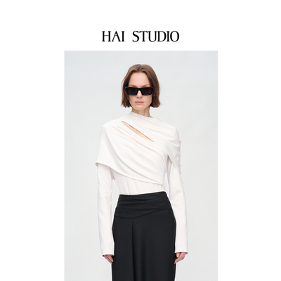 秋冬新品女立裁上衣设计感长袖衫