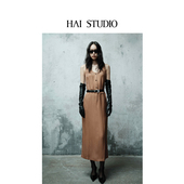 HAI STUDIO 25春夏女腰带无袖 文琪同款 连衣裙 高级感宽肩带背心裙