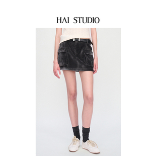 短裤 HAI 休闲工装 女灯芯绒裙裤 防走光短裙半裙 STUDIO2025秋冬新品