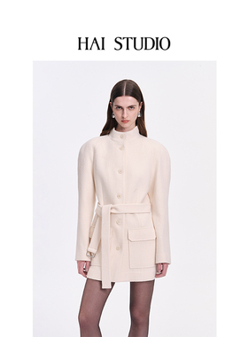 HAI STUDIO秋冬 【白月光】女士羊毛廓形短大衣 立领羊毛呢外套