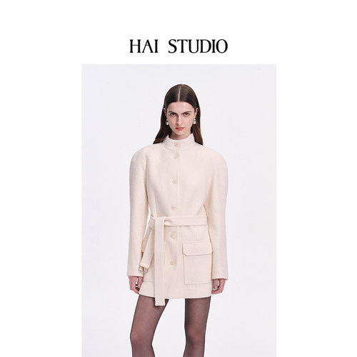 HAI STUDIO秋冬 【白月光】女士羊毛廓形短大衣 立领羊毛呢外套