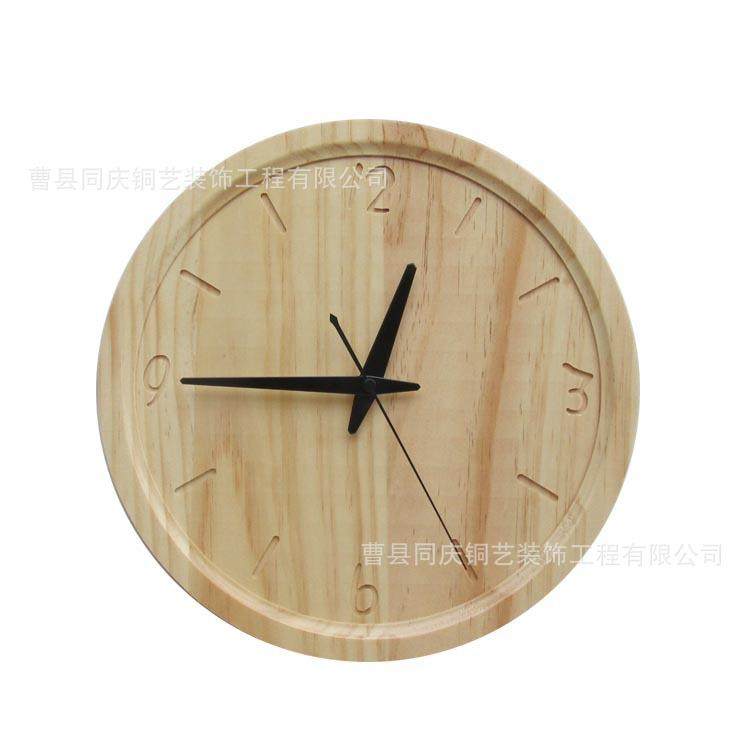 创意中式客厅挂钟客厅实木创意个性静音钟表时尚卧室简约现代时钟