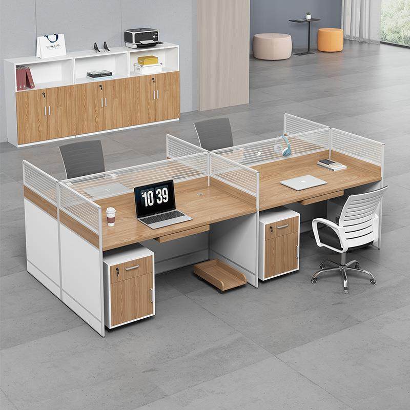 简约现代4/6/8人位桌椅屏风组合办公室员工位隔断职员桌