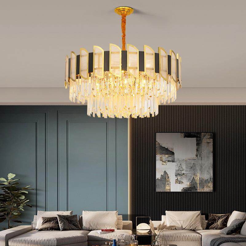 后现代圆形客厅灯大气简约水晶吊灯不锈钢轻奢卧室餐厅设计师灯具