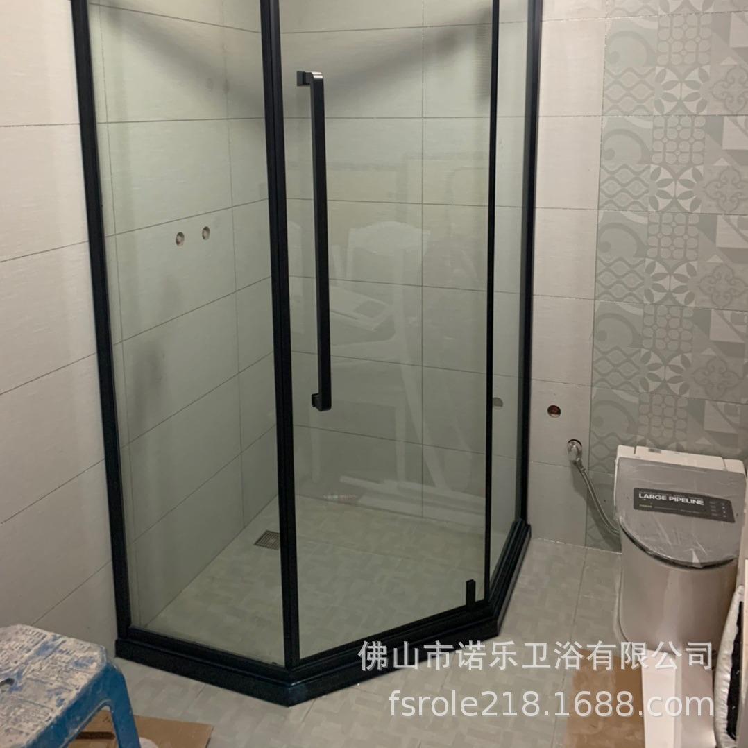 超极窄边一字型极简淋浴房平开门卫生间干湿分离玻璃隔断浴室沐浴