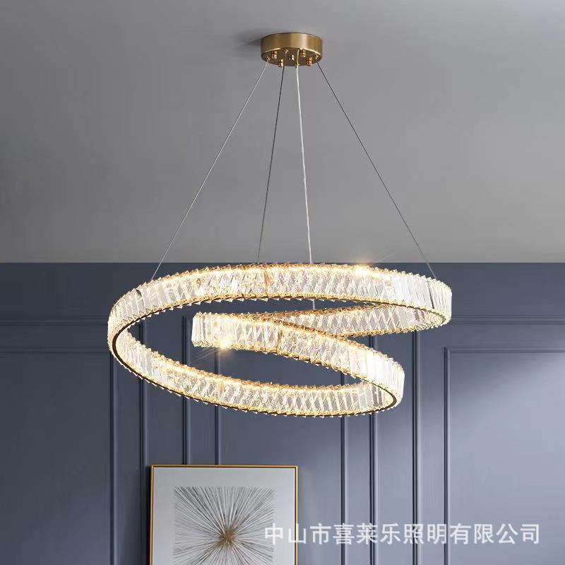 创意设计师款客厅水晶吊灯轻奢现代大厅主灯高档大气环形餐厅灯具