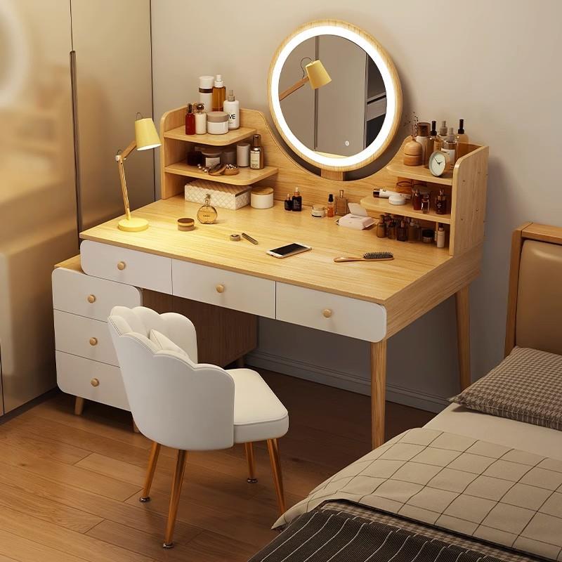 梳妆台卧室现代简约小户型书桌北欧斗柜床头柜一体主卧化妆镜