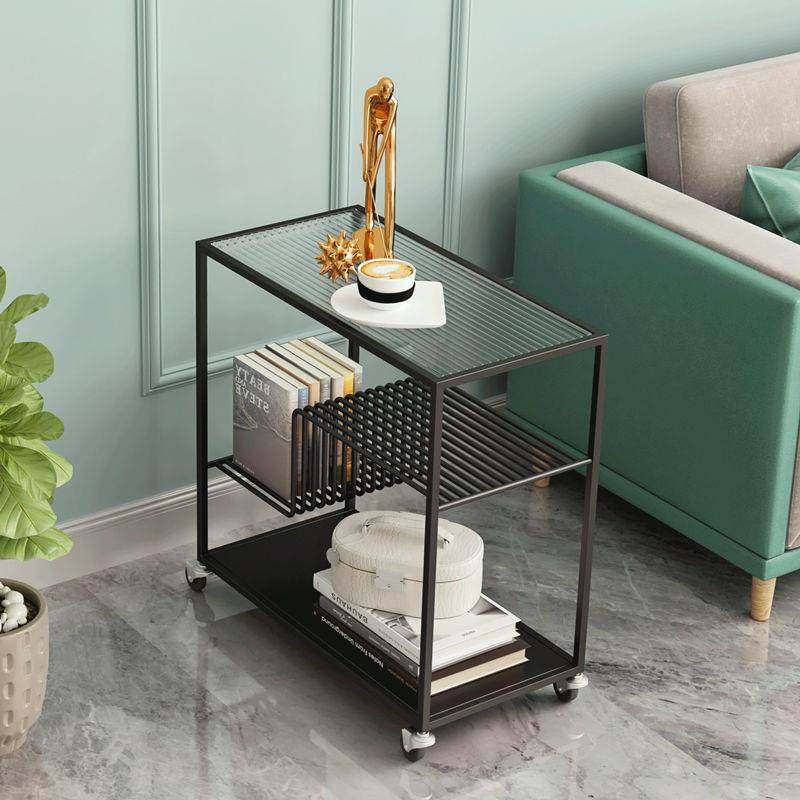 沙发窄边几玻璃边柜简约岩板客厅小方桌可移动角几轻奢床头柜