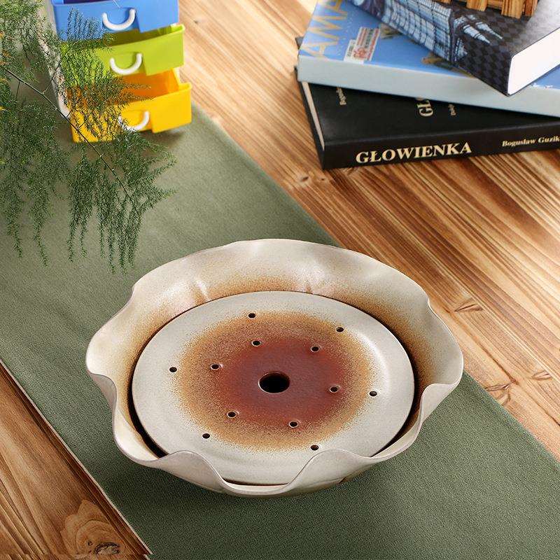 蕴章红家用陶瓷复古窑变果盘干泡茶盘酒店果盘家用果盘渐变茶具