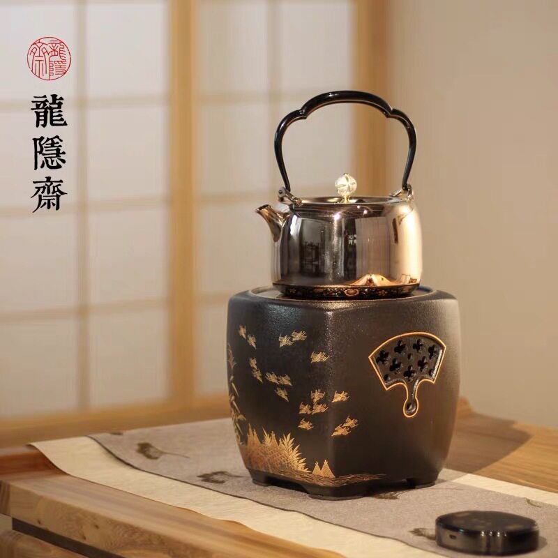 龙隐斋新款电陶炉渔歌子煮茶炉静音小型铁壶银壶玻璃壶烧水煮茶器