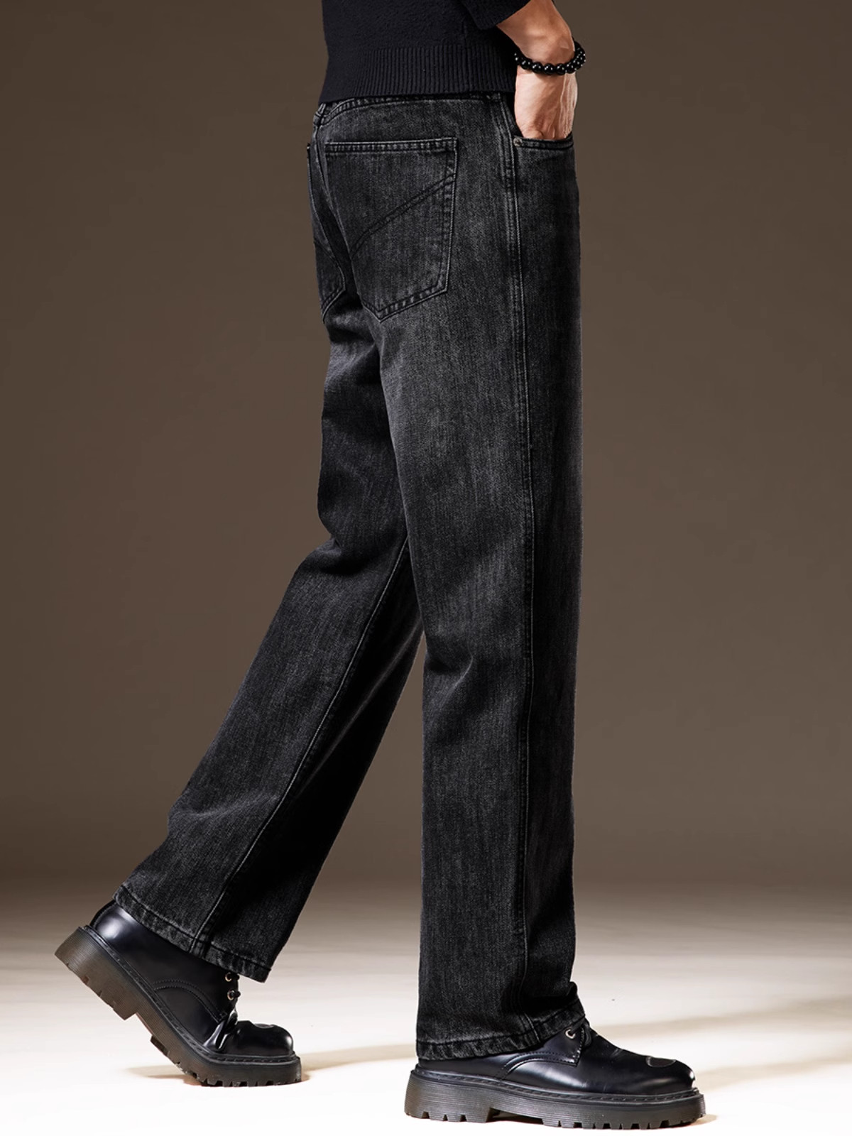 意大利美式阔腿牛仔裤男士2025秋冬款宽松直筒潮牌垂感休闲长裤子