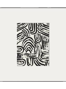 绿色极简餐厅沙发背景墙壁画抽象艺术感装饰画高级感卧室床头挂画